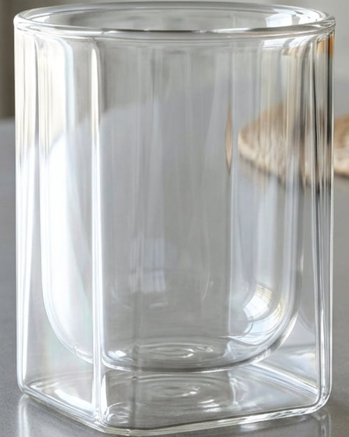 Zmkvn Nine Ounce Square Outer Double Wall Borosilicate Tumbler Clear - Lifestyle view