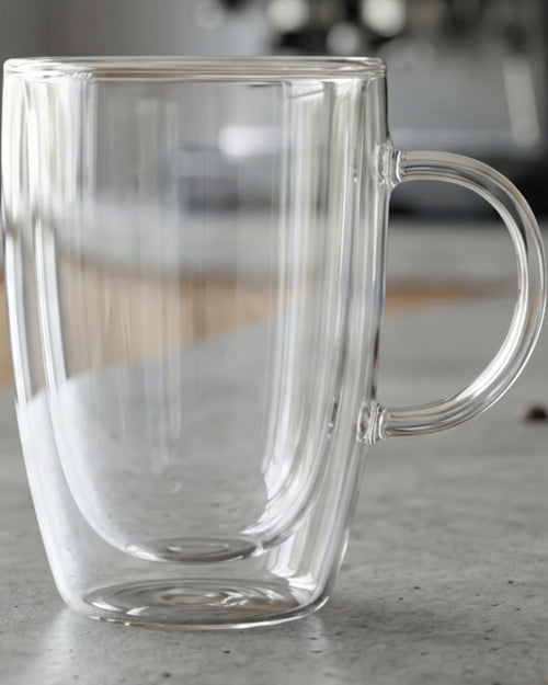Zmkvn Thirteen Ounce Handled Double Wall Borosilicate Latte Mug Clear - Lifestyle view